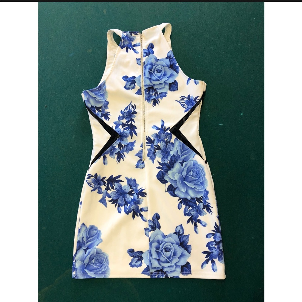 Short white and blue floral dress
